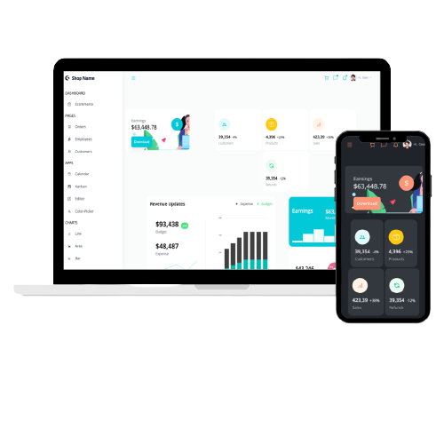laptop and mobile mock up of a dashboard app