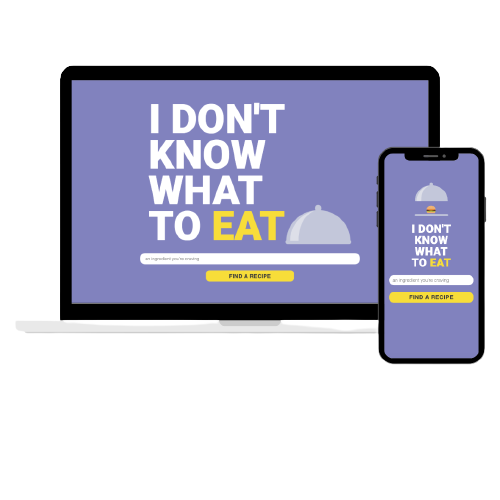 laptop and mobile mock up of a recipe finding app