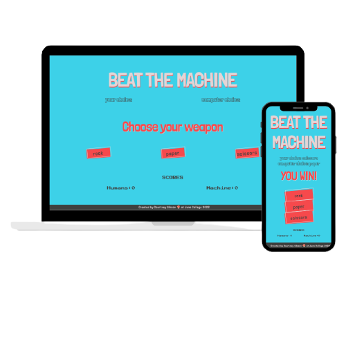 laptop and mobile mock up of a rock, paper, scissors app